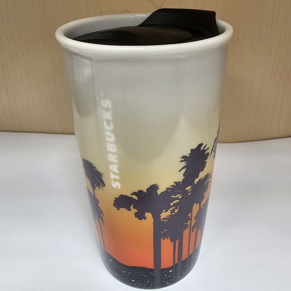 Starbucks 12 oz. LA California Ceramic Tumbler with Lid 2015 Souvenir Mug NWOT - Picture 2 of 10
